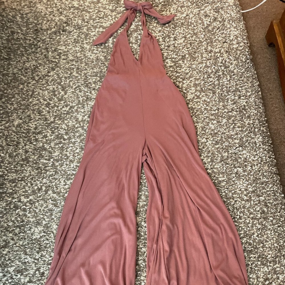 Elegant Mauve Halter Jumpsuit